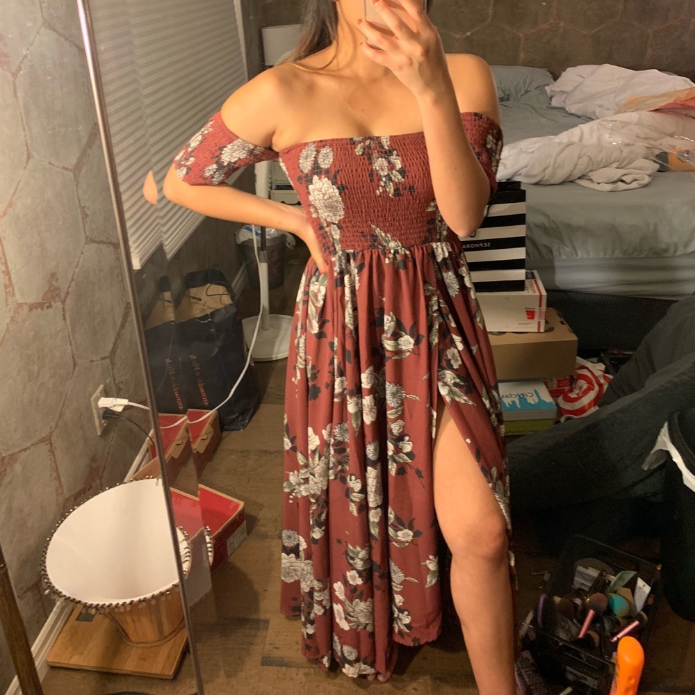 SHOWPO DARK ROSE FLORAL MAXI DRESS